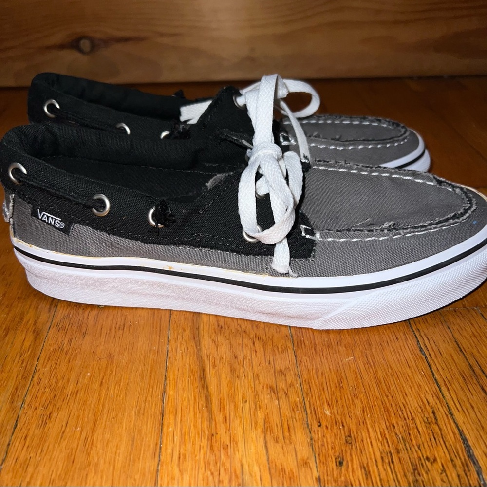Vans Gray & Black Boat Shoe Sneakers. Great condition